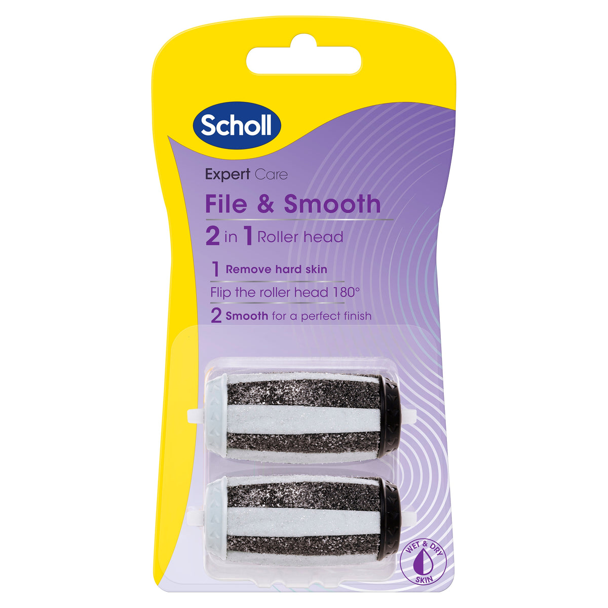 Scholl ExpertCare File and Smooth 2 in 1 Roller Head 2 Pack