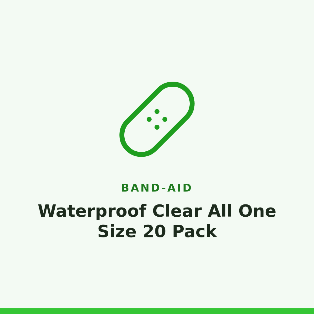 Band-Aid Waterproof Clear All One Size 20 Pack