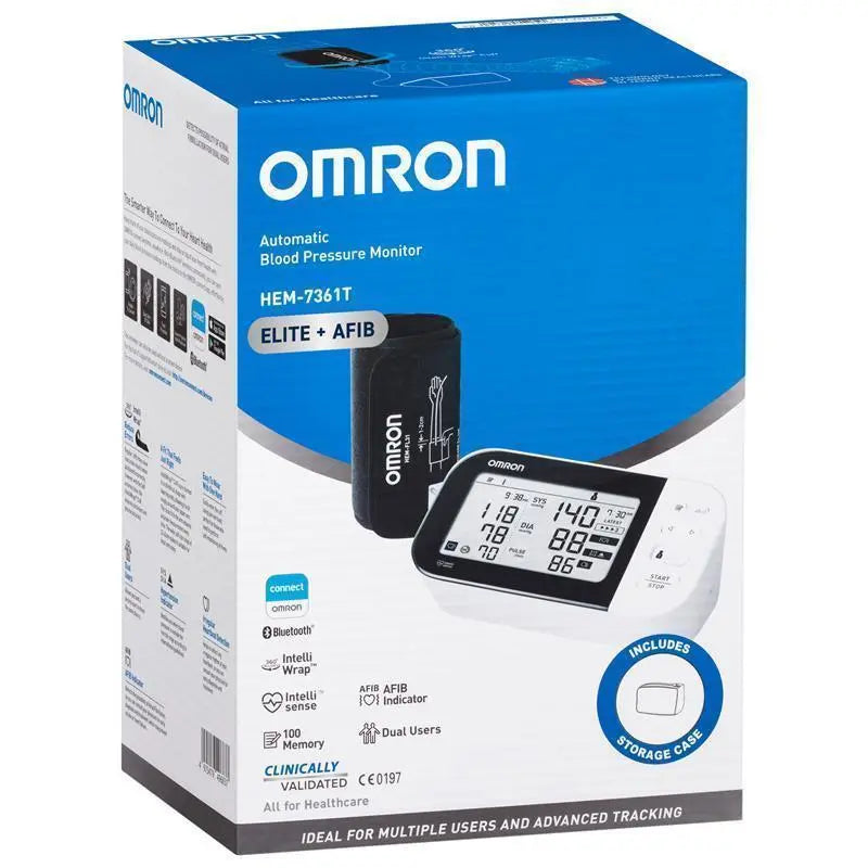 Omron HEM7361T Blood Pressure Monitor with AFib Indicator, Bluetooth