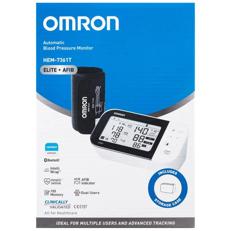 Omron HEM7361T Blood Pressure Monitor with AFib Indicator, Bluetooth