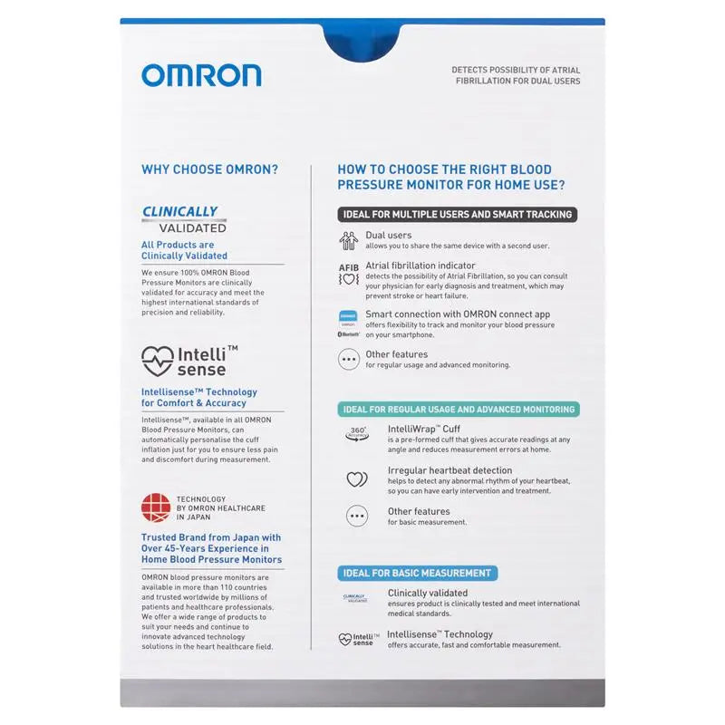 Omron HEM7361T Blood Pressure Monitor with AFib Indicator, Bluetooth