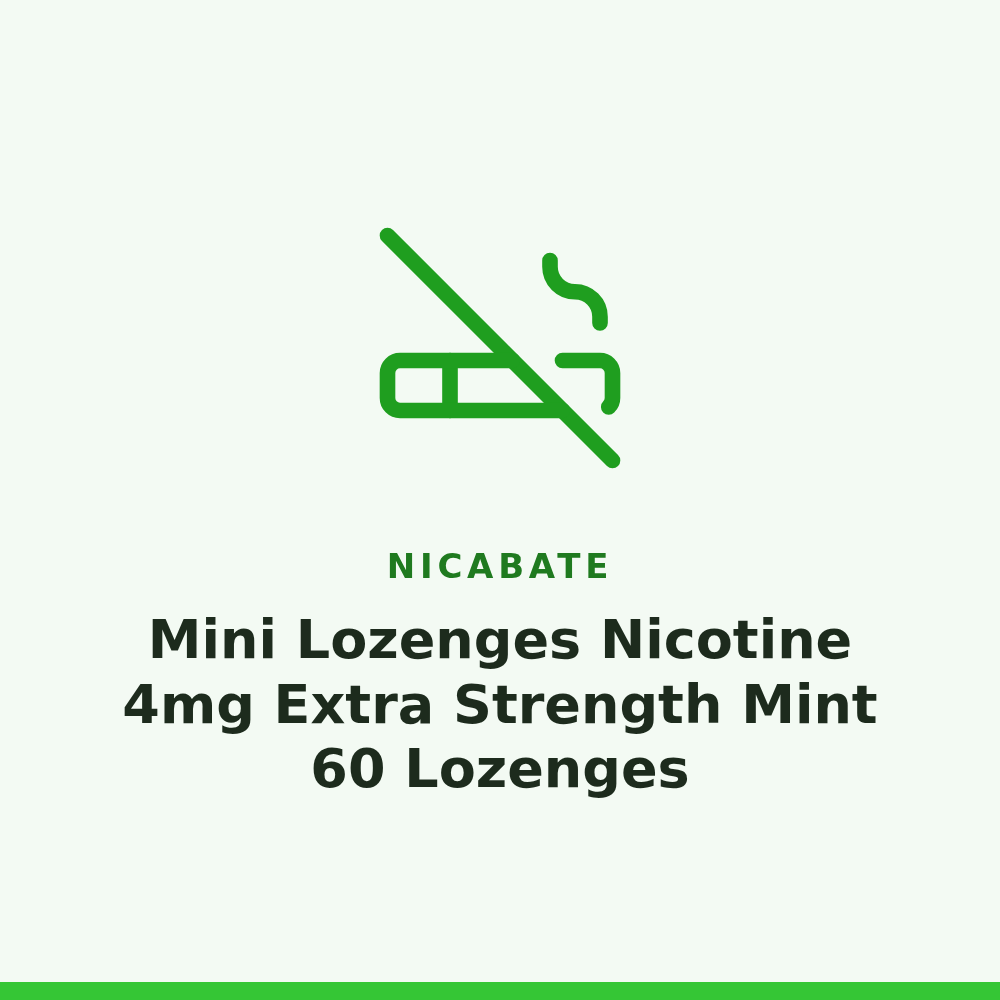 Nicabate Mini Lozenges Nicotine 4mg Extra Strength Mint 60 Lozenges