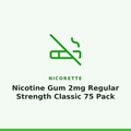 Nicorette Nicotine Gum 2mg Regular Strength Classic 75 Pack
