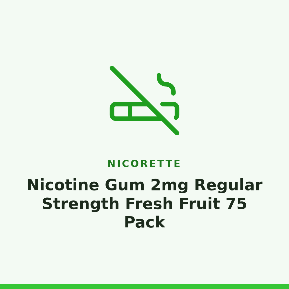 Nicorette Nicotine Gum 2mg Regular Strength Fresh Fruit 75 Pack
