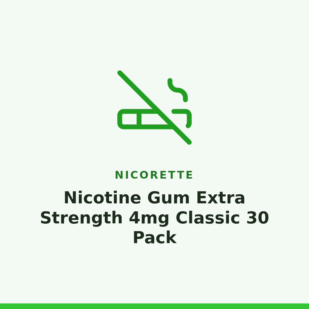 Nicorette Nicotine Gum Extra Strength 4mg Classic 30 Pack