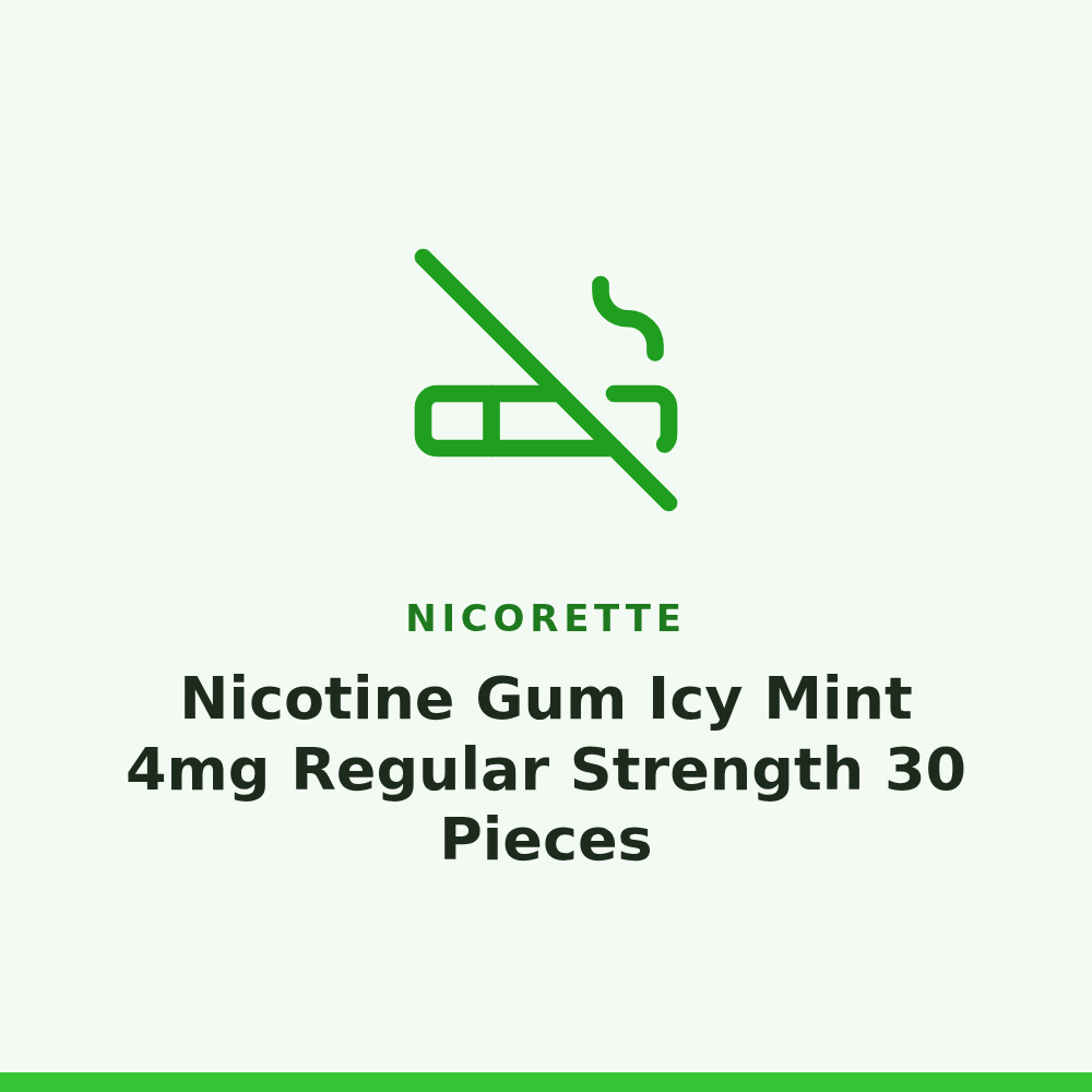 Nicorette Nicotine Gum Icy Mint 4mg Regular Strength 30 Pieces