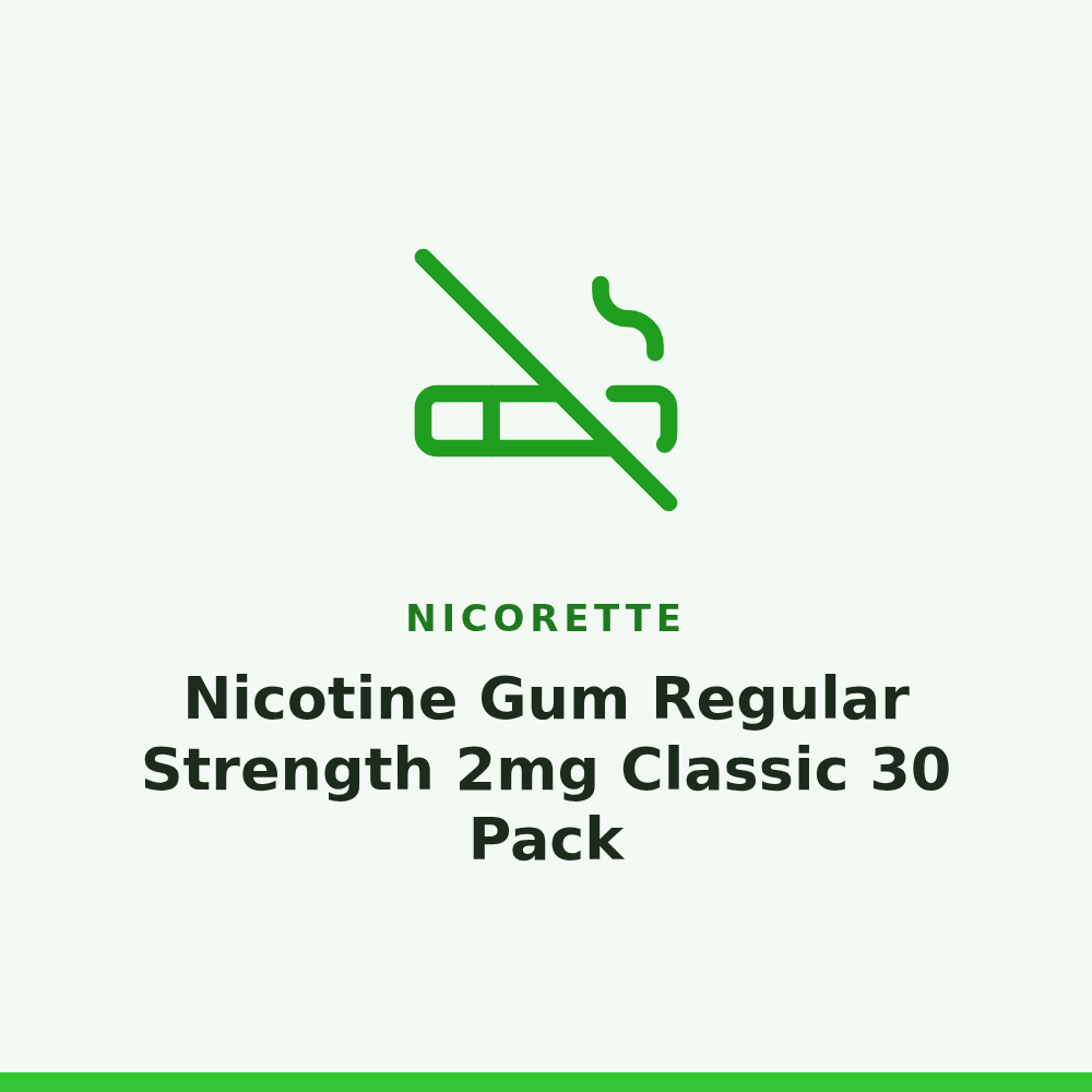 Nicorette Nicotine Gum Regular Strength 2mg Classic 30 Pack