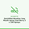 Nicorette QuickMist Nicotine 1mg Mouth Spray Cool Berry 2 x 150 Sprays