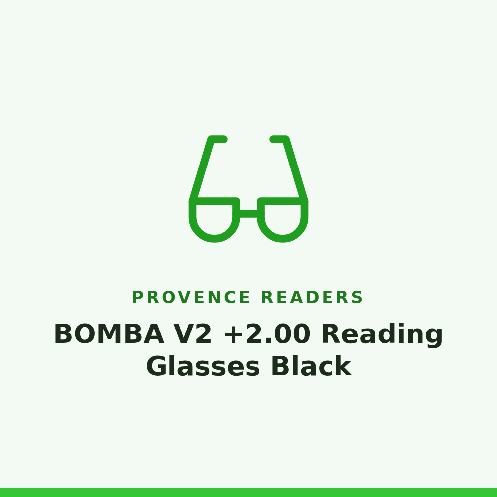 Provence Readers BOMBA V2 +2.00 Reading Glasses Black 1 Pair