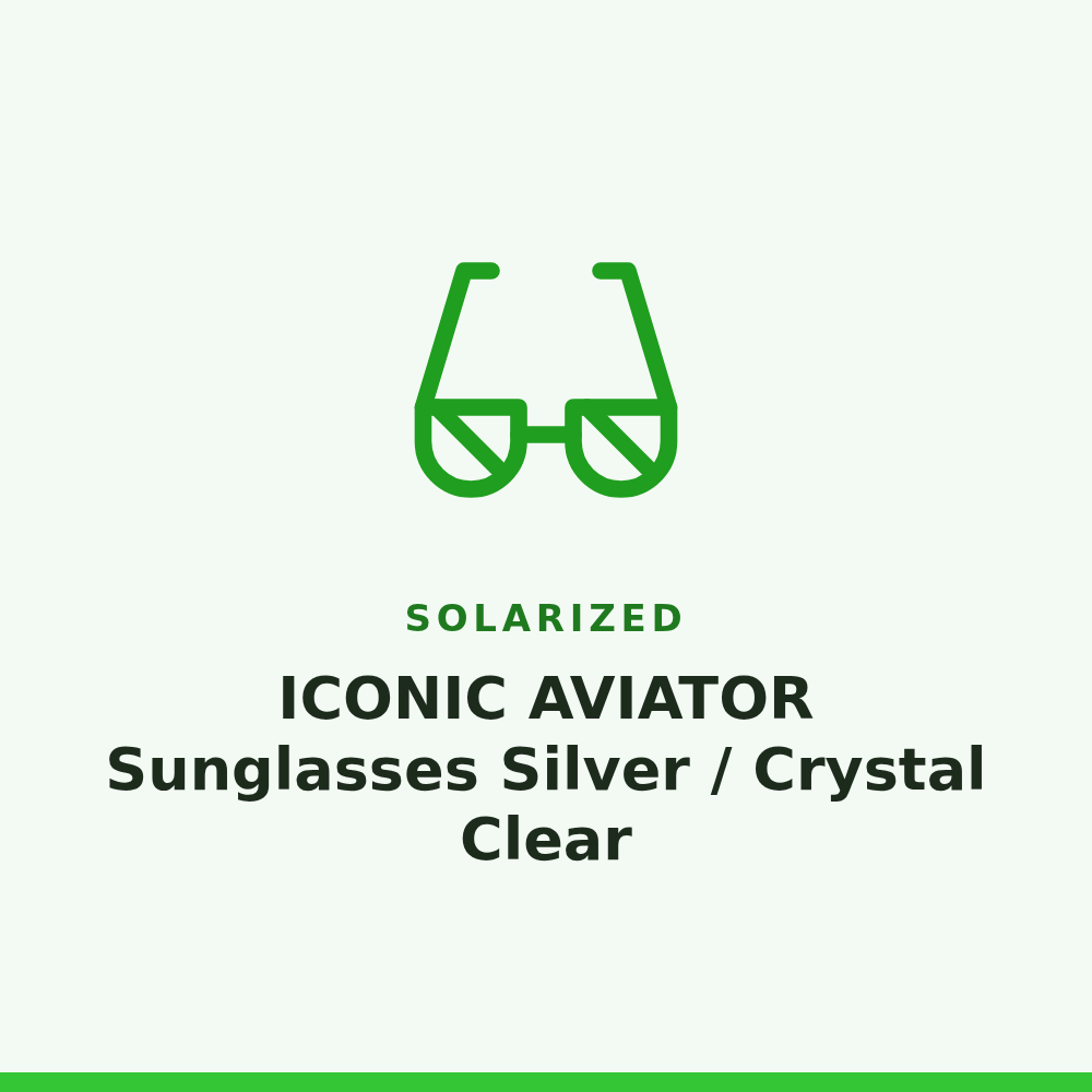 Solarized ICONIC AVIATOR Sunglasses Silver / Crystal Clear 1 Pair